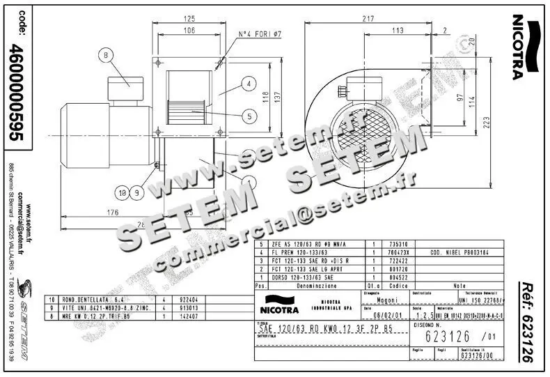 4624500595-VENTILATEUR NICOTRA SAE120/63RD 120W 2P T230/400V 1V SKG56.2B *623126* 2