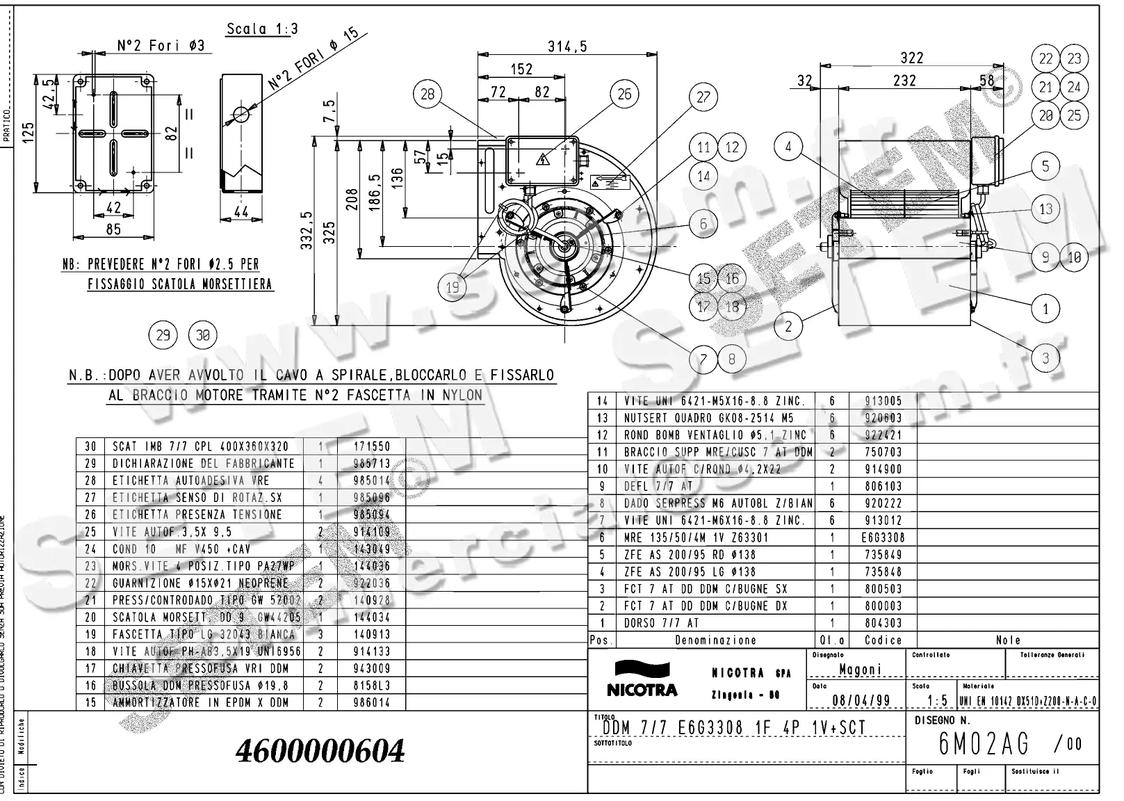 4624500604-VENTILATEUR NICOTRA DDM7/7 300W 4P M230V 1V E6G3308 +BB *6M02AG*