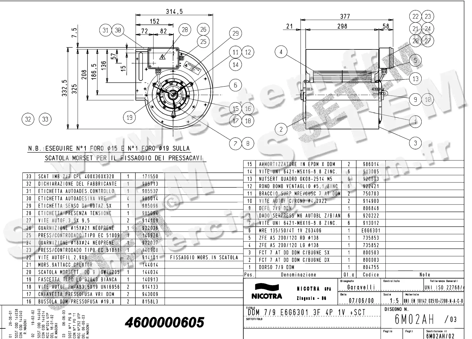4624500605-VENTILATEUR NICOTRA DDM7/9 300W 4P T400V 1V E6G6301 +BB *6M02AH*