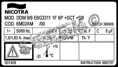 4624500607-VENTILATEUR NICOTRA DDM9/9 200W 6P M230V 1V E6G3311 +PI+BB *6M02AM* 3