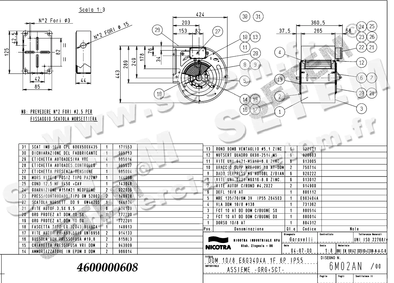 4624500608-VENTILATEUR NICOTRA DDM10/8 280W 6P M230V 3V E6G3404A +BB+GRA *6M02AN*
