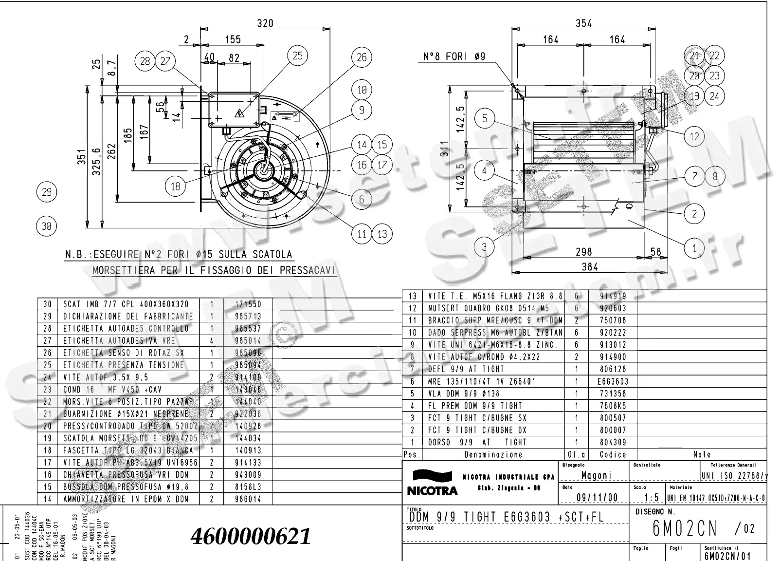 4624500621-VENTILATEUR NICOTRA DDM9/9TIG 550W 4P T230/400V 1V E6G3603 +BR+BB *6M02CN*