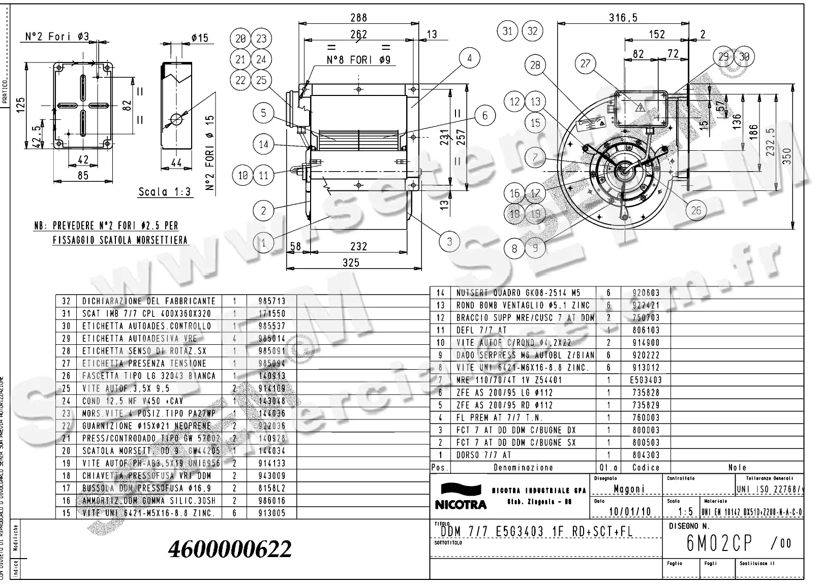 4624500622-VENTILATEUR NICOTRA DDM7/7 147W 4P T230/400V 1V E5G3403 RD +BR+BB *6M02CP*