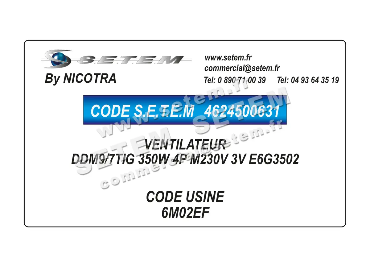 4624500631-VENTILATEUR NICOTRA DDM9/7TIG 350W 4P M230V 3V E6G3502 *6M02EF*