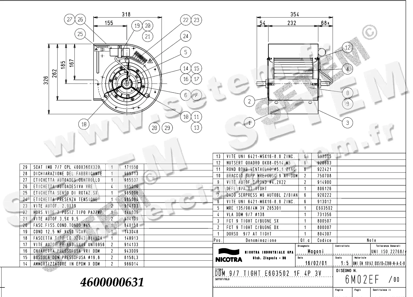 4624500631-VENTILATEUR NICOTRA DDM9/7TIG 350W 4P M230V 3V E6G3502 *6M02EF*