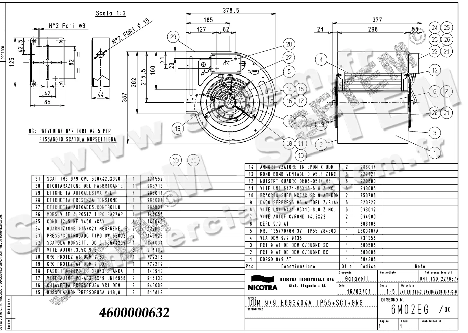 4624500632-VENTILATEUR NICOTRA DDM9/9 280W 6P M230V 3V E6G3404A +BB+GRA *6M02EG*