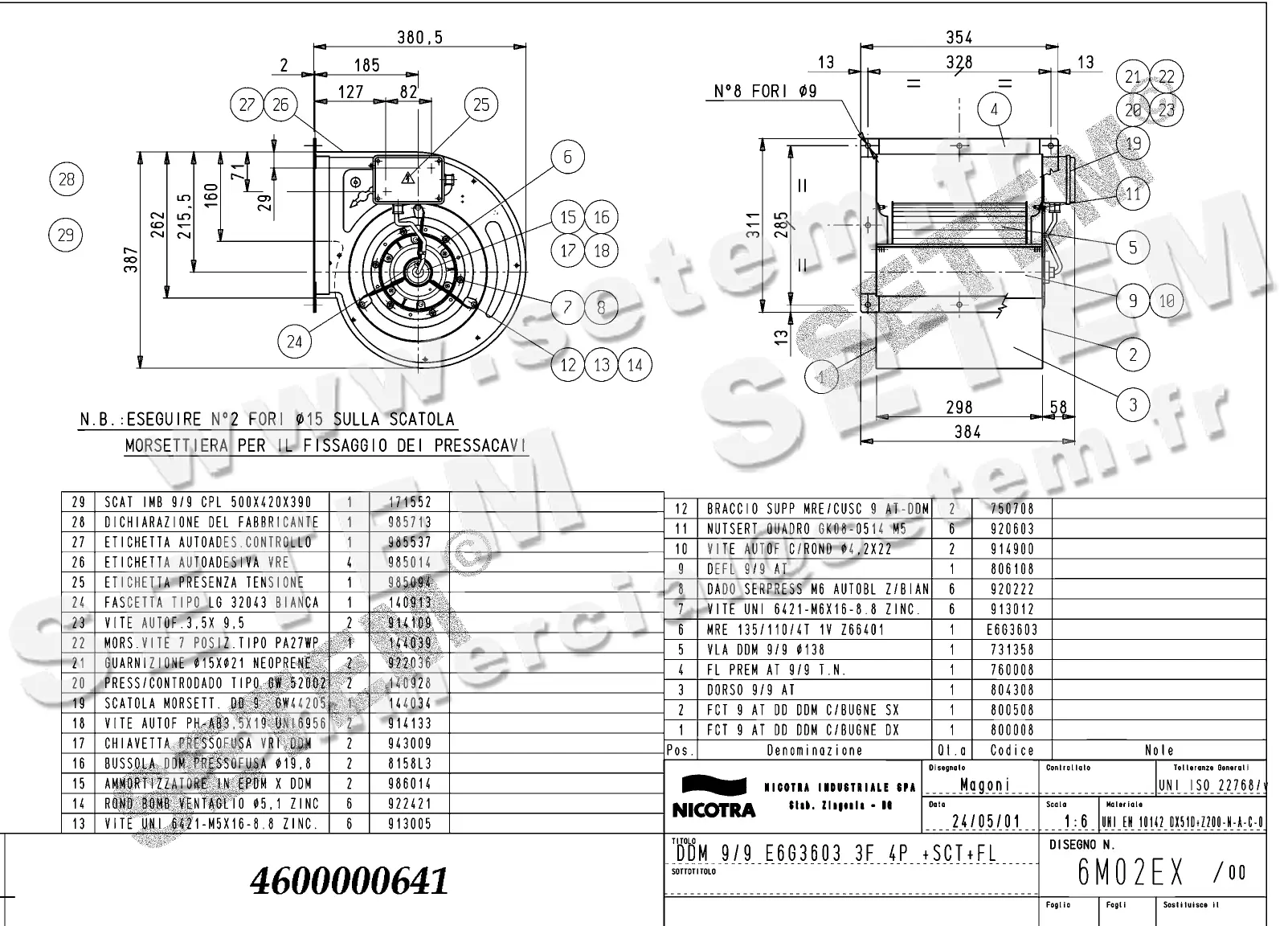 4624500641-VENTILATEUR NICOTRA DDM9/9 550W 4P T230/400V 1V E6G3603 +BR+BB *6M02EX*