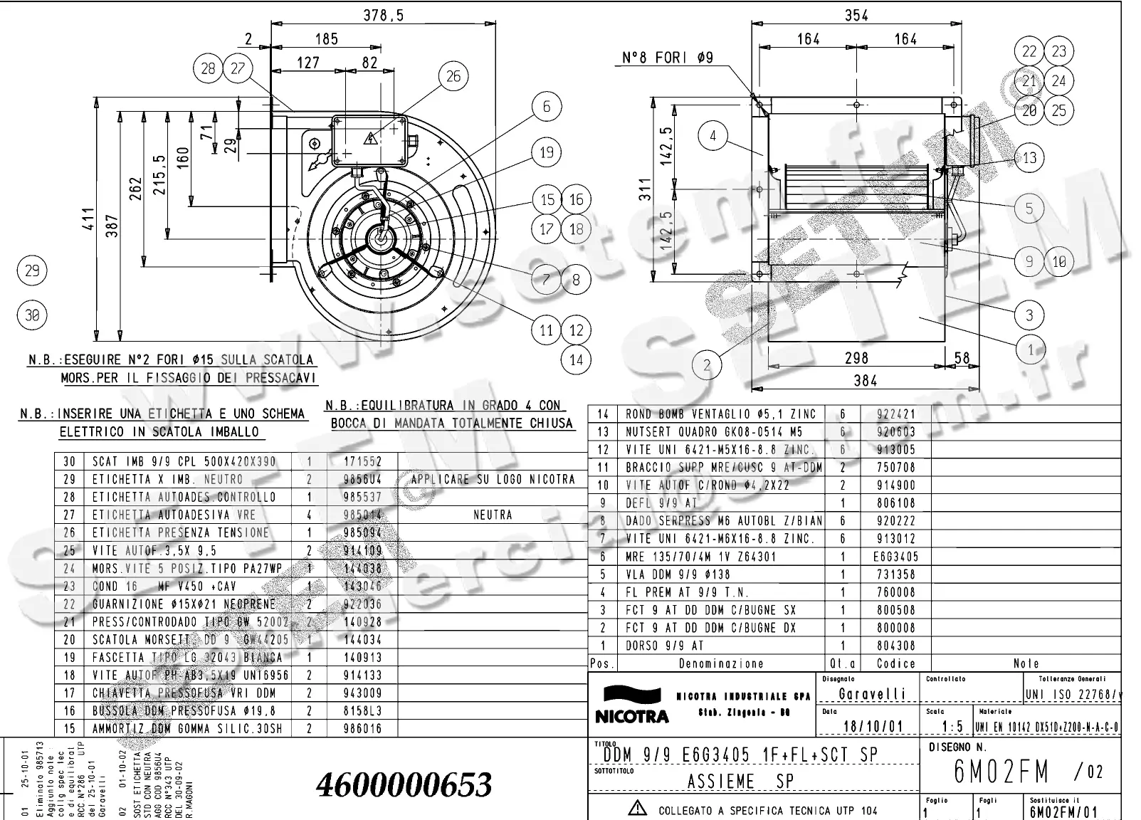 4624500653-VENTILATEUR NICOTRA DDM9/9 420W 4P M230V 1V E6G3405 SP +BR+BB *6M02FM*