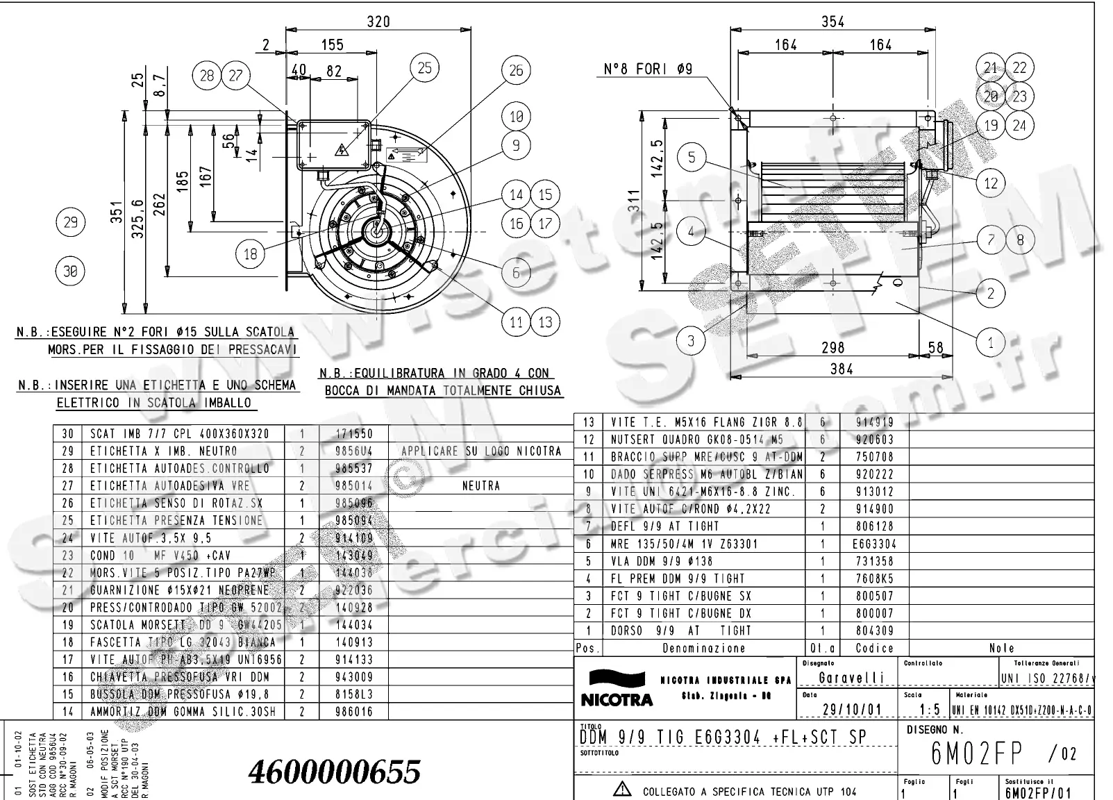 4624500655-VENTILATEUR NICOTRA DDM9/9TIG 300W 4P M230V 1V E6G3304 SP +BR+BB *6M02FP*