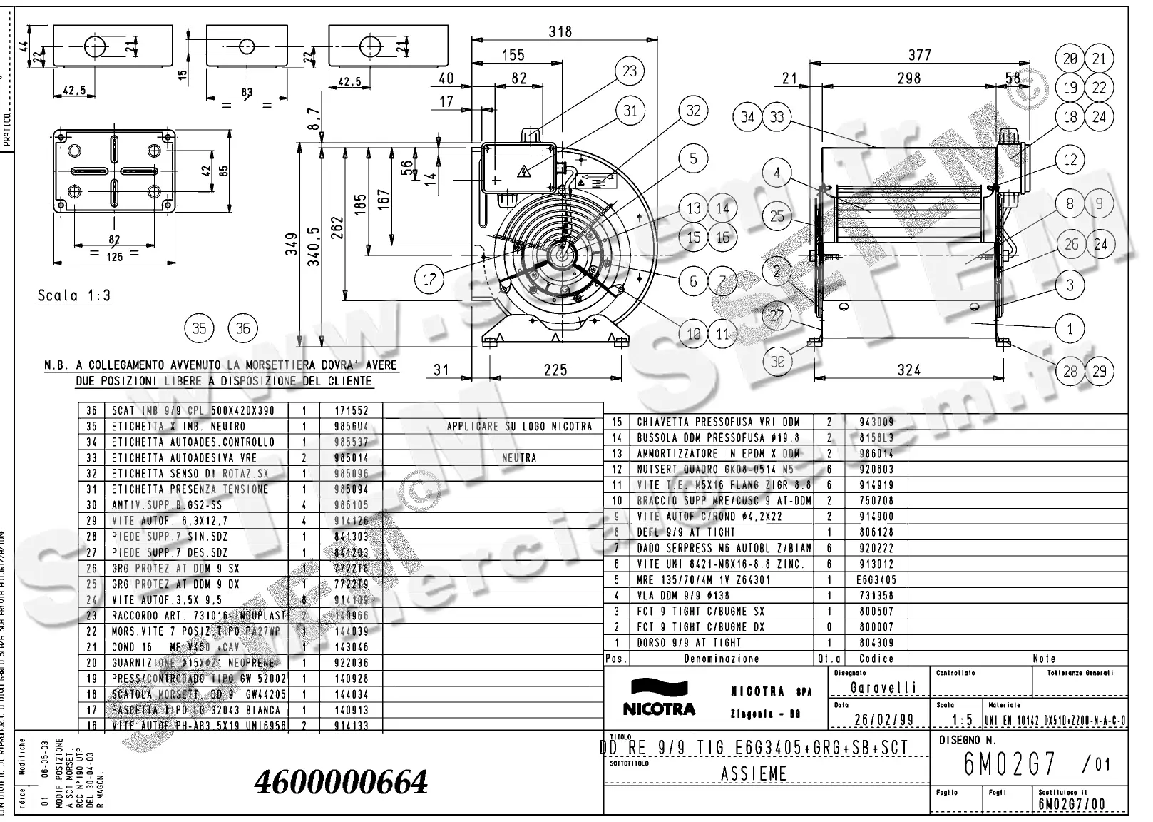 4624500664-VENTILATEUR NICOTRA DDRE9/9TIG 420W 4P M230V 1V E6G3405 +PI+BB+GRA *6M02G7*