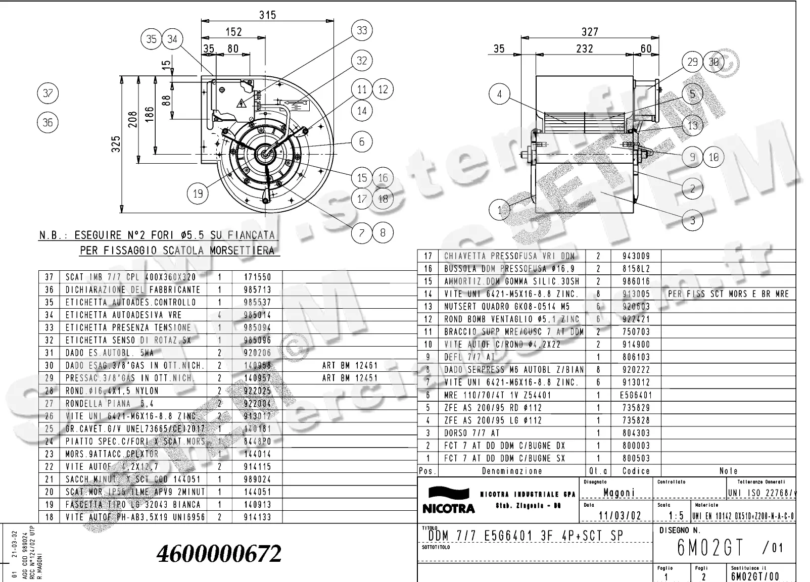 4624500672-VENTILATEUR NICOTRA DDM7/7 147W 4P T400V 1V E5G6401 SP +BB *6M02GT*