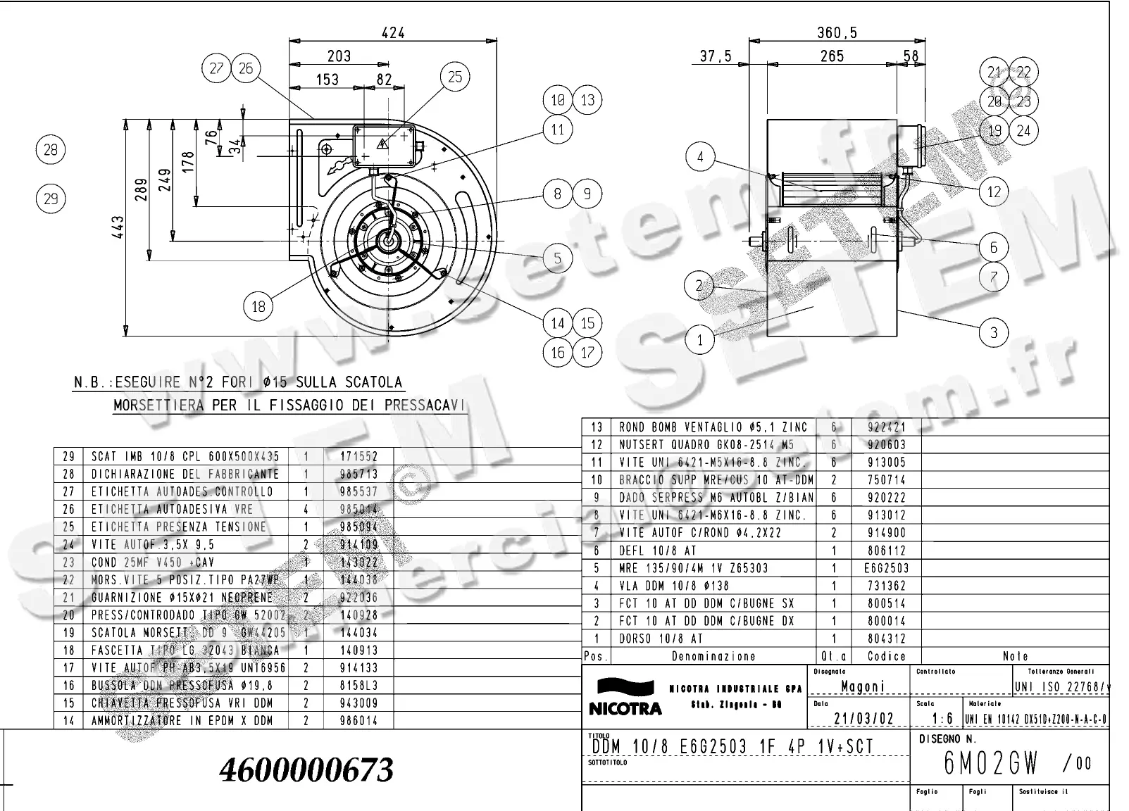 4624500673-VENTILATEUR NICOTRA DDM10/8 550W 4P M230V 1V E6G2503 +BB *6M02GW*