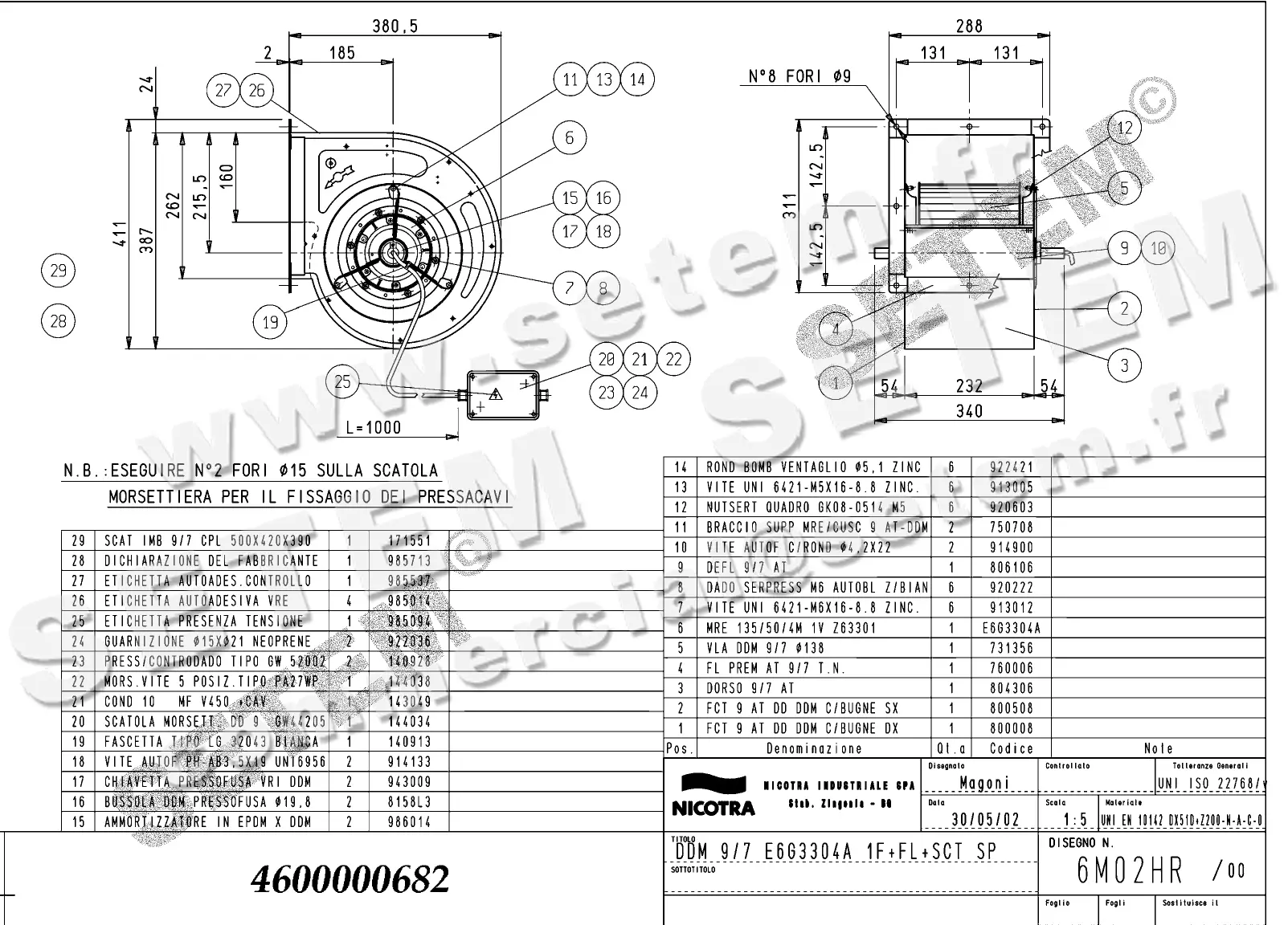 4624500682-VENTILATEUR NICOTRA DDM9/7 300W 4P M230V 1V E6G3304A SP +BR+BB *6M02HR*
