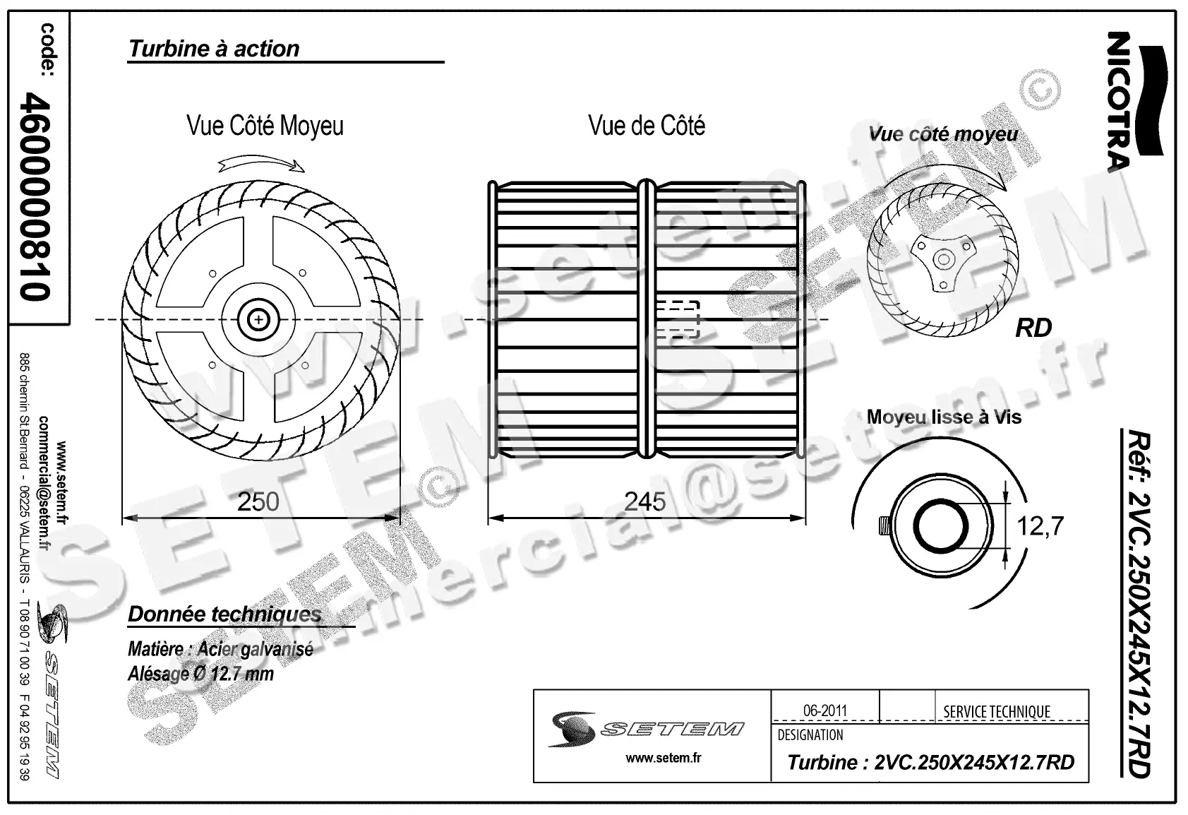 4624500810-TURBINE NICOTRA 2VC.250X245X12.7RD