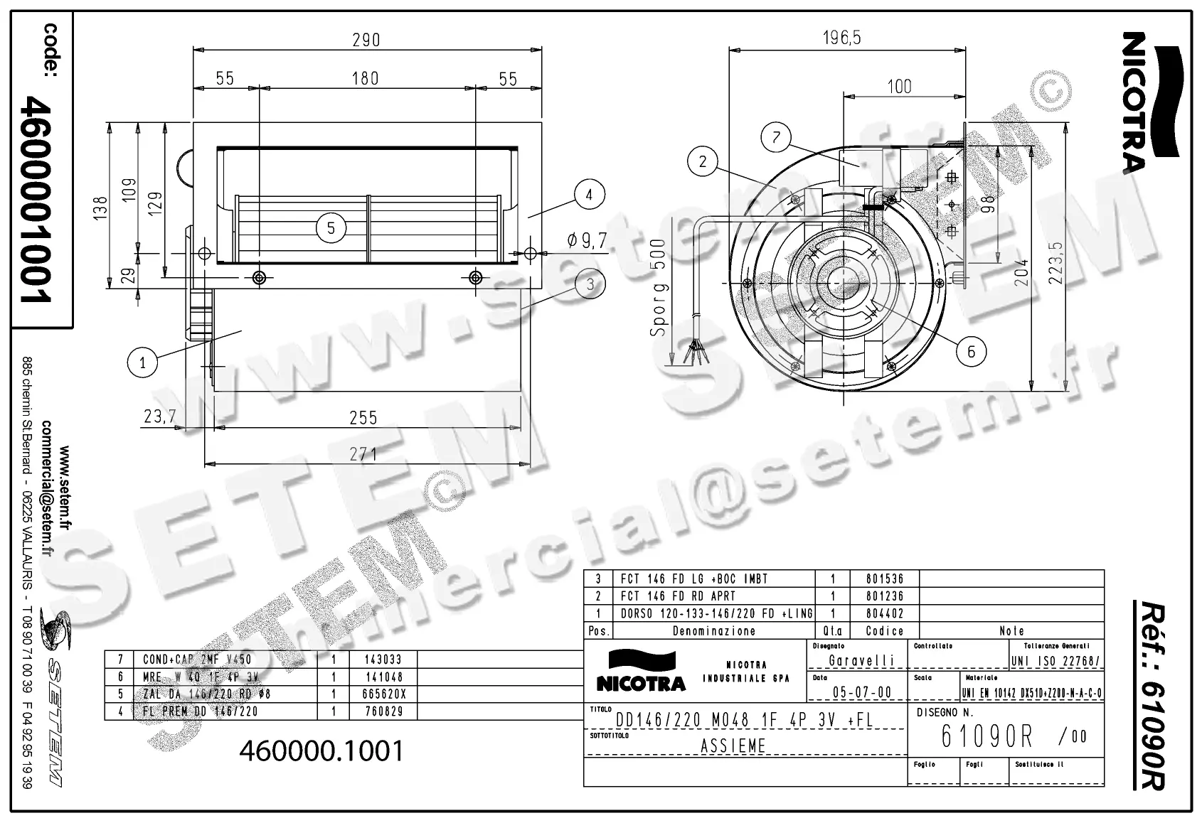 4624501001-VENTILATEUR NICOTRA DD146X220RD 40W 4P M230V 3V M048 *61090R*