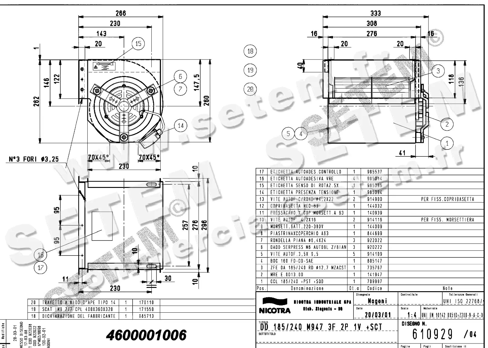 4624501006-VENTILATEUR NICOTRA DD185/240 750W 2P T230/400V 1V M947 *610929*