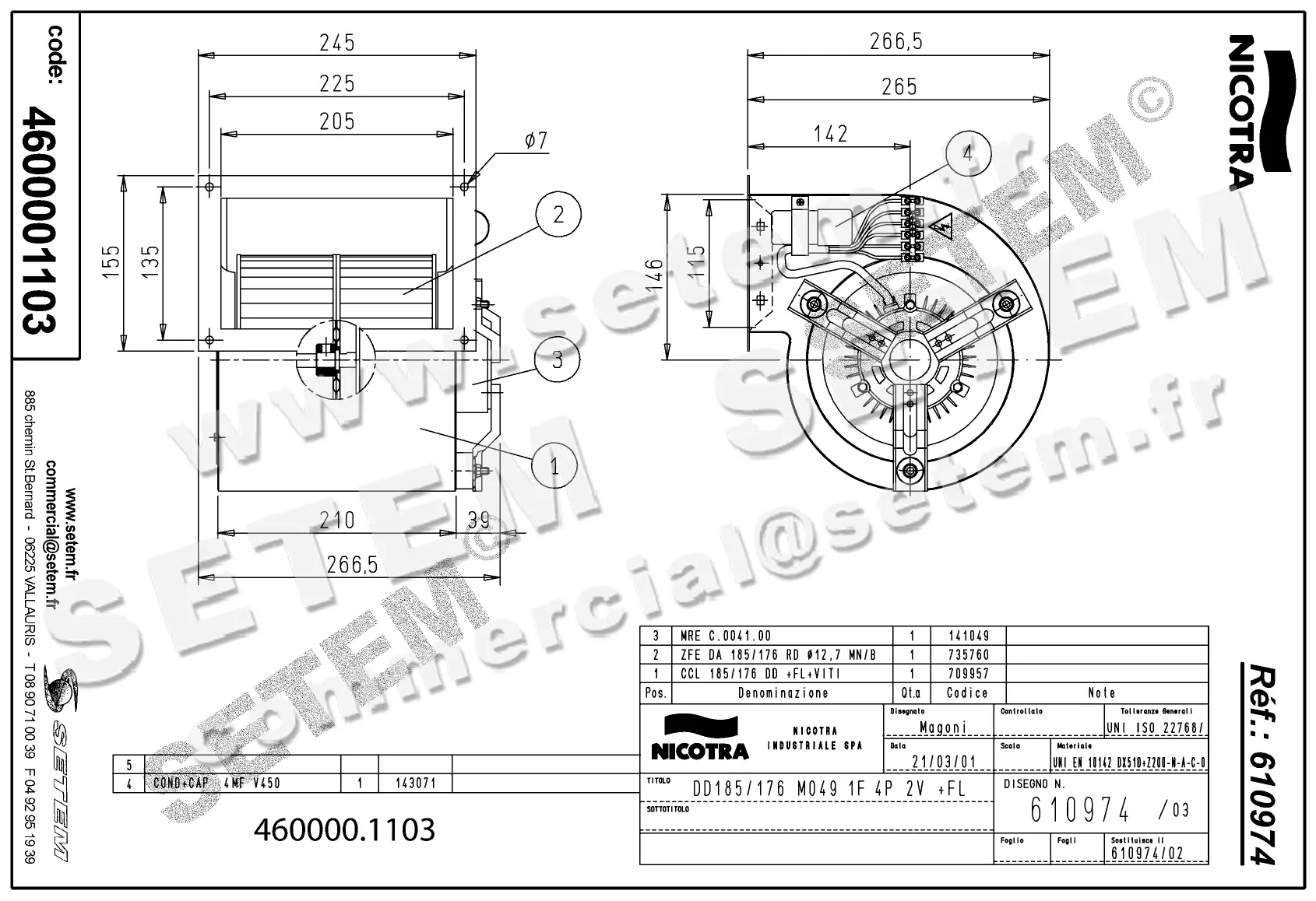 4624501103-VENTILATEUR NICOTRA DD185/176 105W 4P M230V 2V M049 +BR *610974* 5