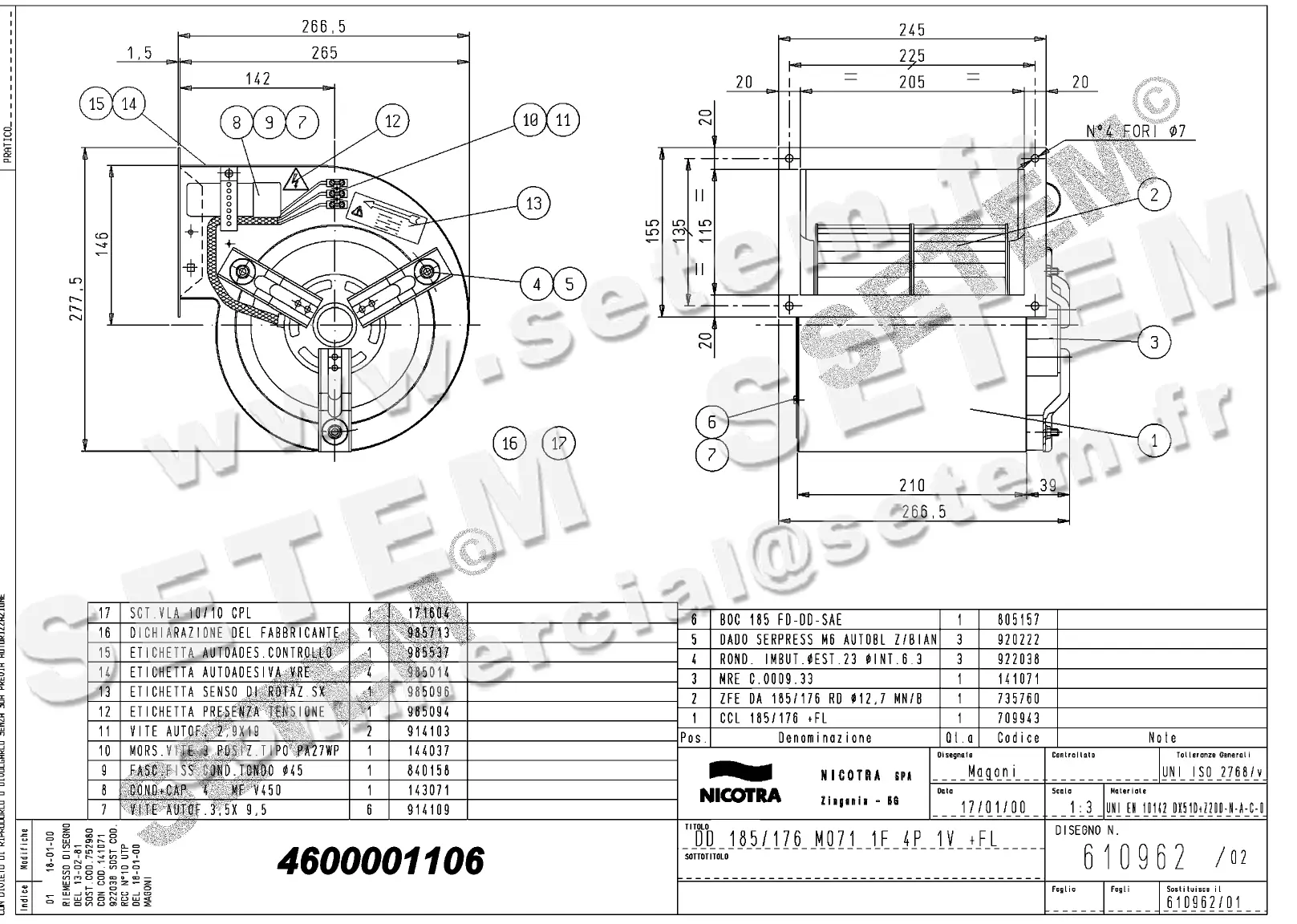 4624501106-VENTILATEUR NICOTRA DD185/176 92W 4P M230V 1V *610962*