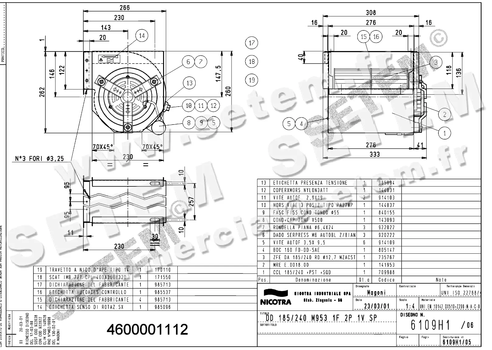 4624501112-VENTILATEUR NICOTRA DD185/240 1000W 2P M230V 1V M953 SP *6109H1*