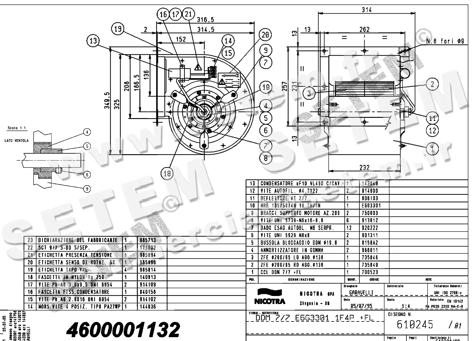 4624501132-VENTILATEUR NICOTRA DDM7/7 147W 4P M230V 1V E5G3301 +BR *610245*