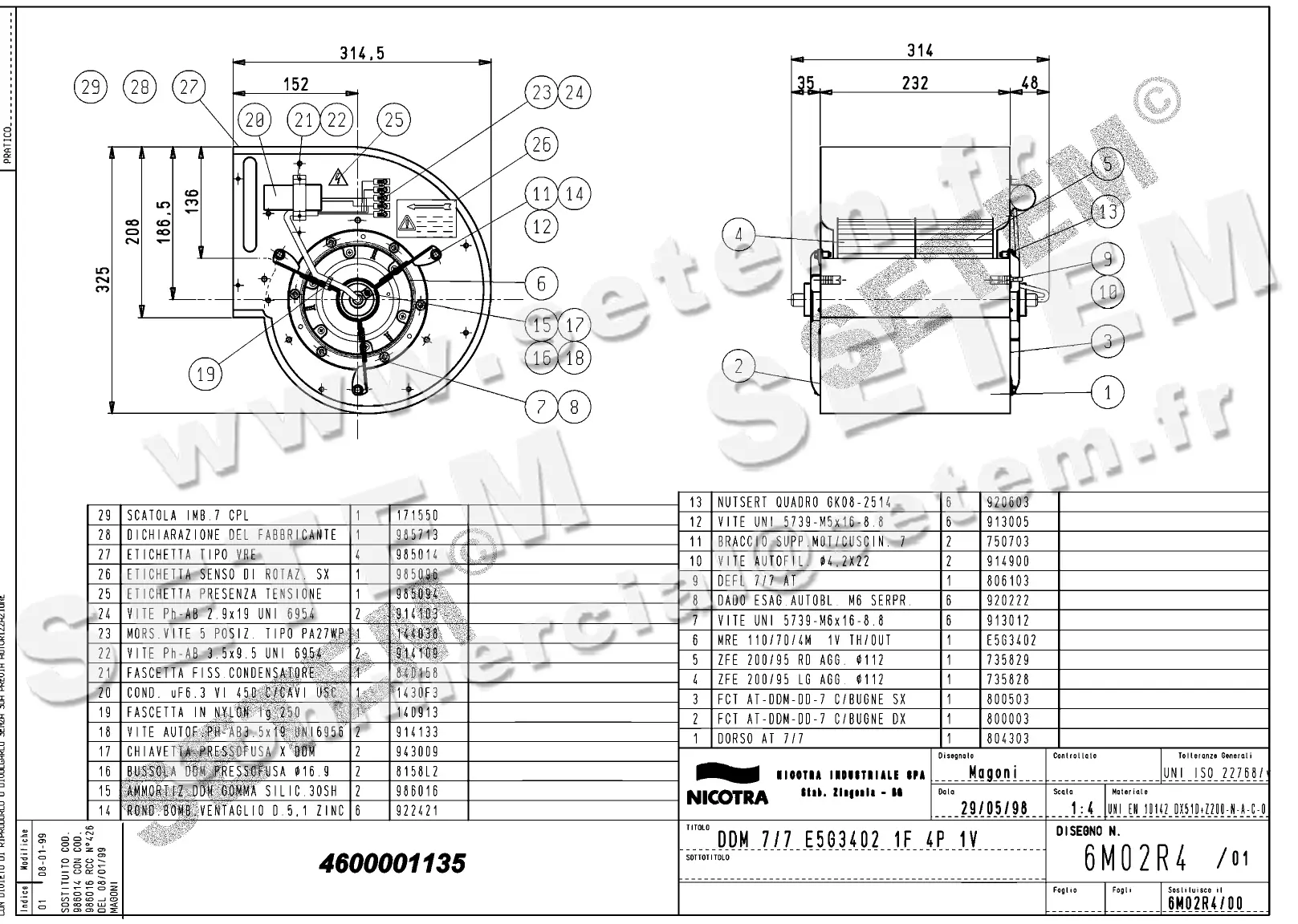 4624501135-VENTILATEUR NICOTRA DDM7/7 184W 4P M230V 1V E5G3402 *6M02R4* 2