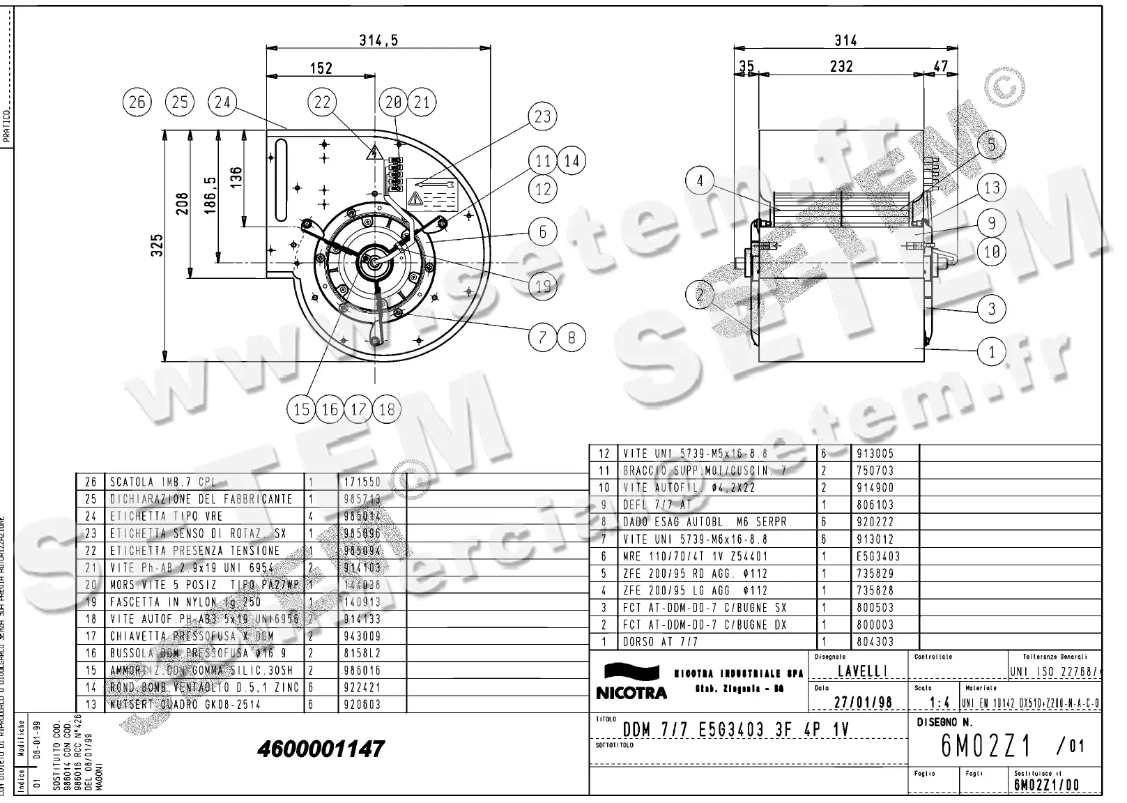 4624501147-VENTILATEUR NICOTRA DDM7/7 147W 4P T230/400V 1V E5G3403 *6M02Z1* 2