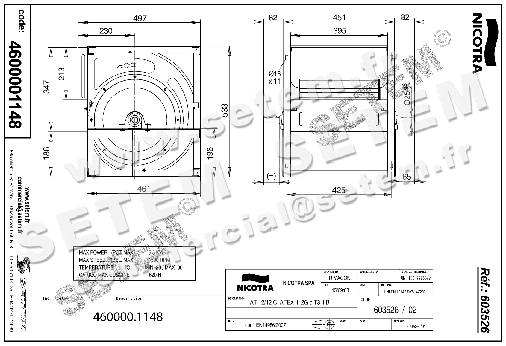 4624501148-VENTILATEUR NICOTRA AT12/12C II2GCT3IIB *603526* 2