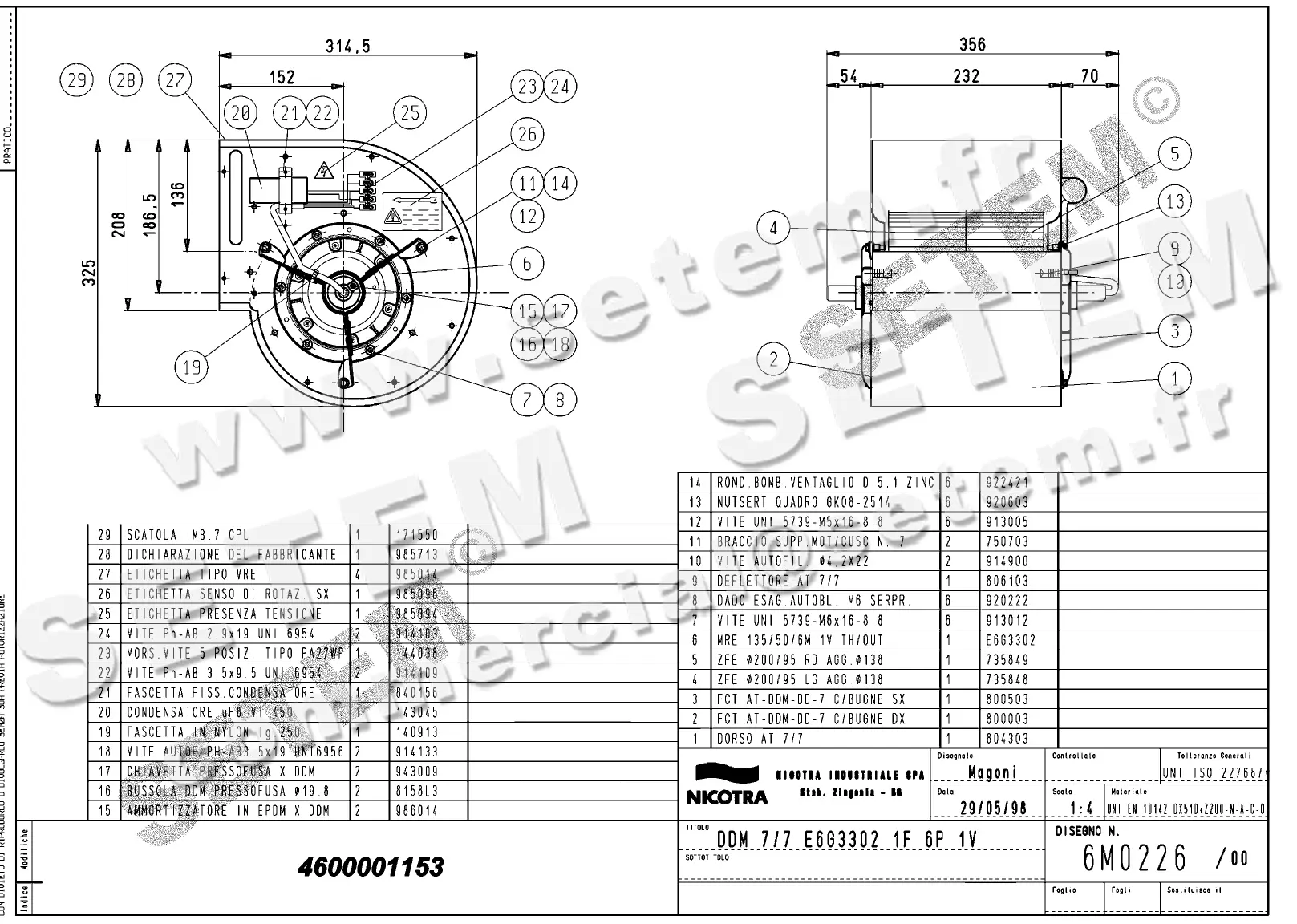 4624501153-VENTILATEUR NICOTRA DDM7/7 147W 6P M230V 1V E6G3302 *6M0226*