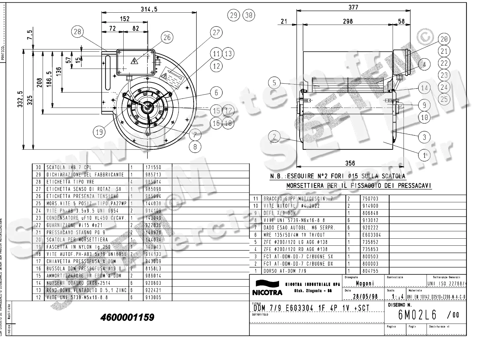 4624501159-VENTILATEUR NICOTRA DDM7/9 300W 4P M230V 1V E6G3304 +BB *6M02L6*