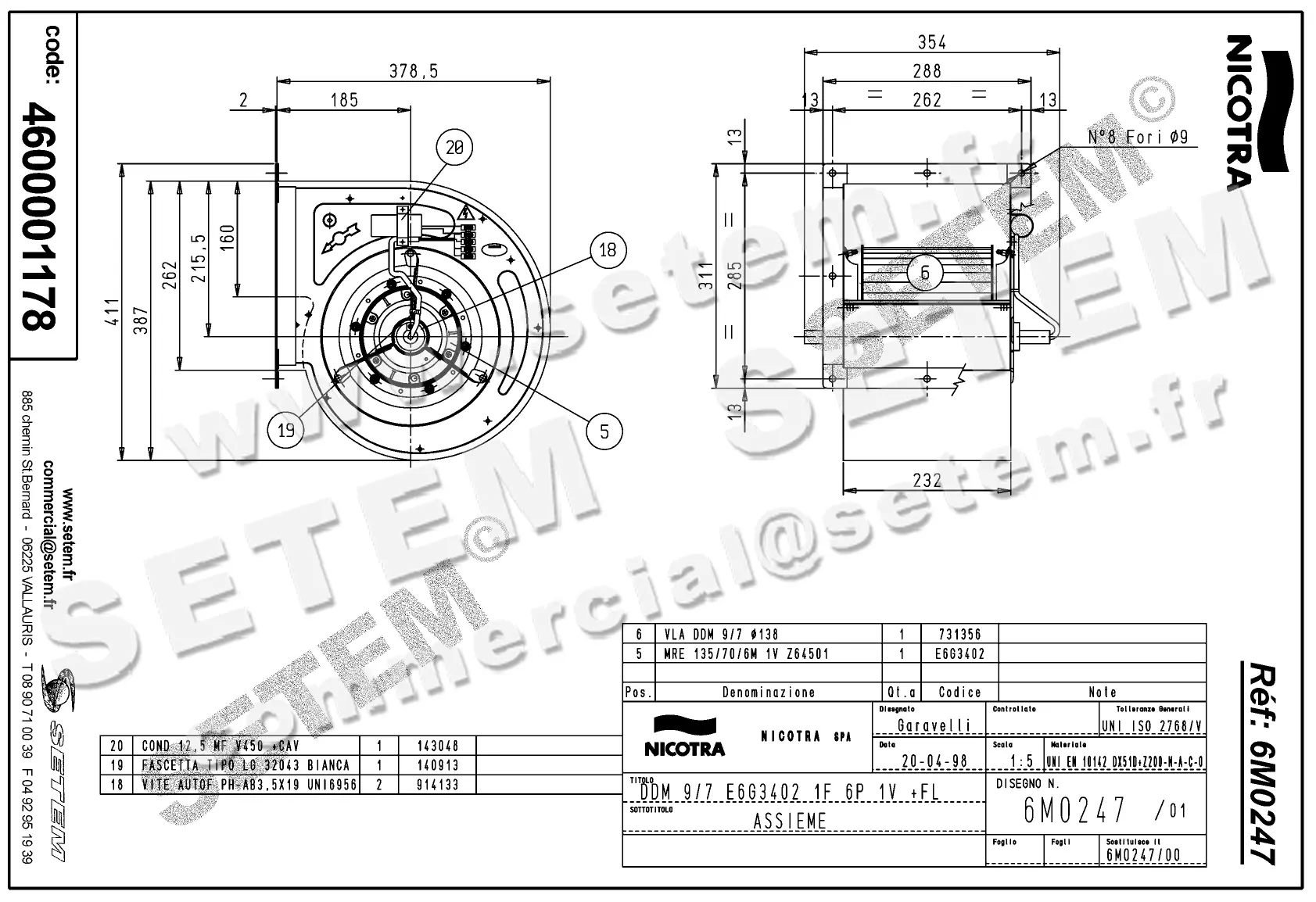 4624501178-VENTILATEUR NICOTRA DDM9/7 250W 6P M230V 1V E6G3402 +BR *6M0247* 2