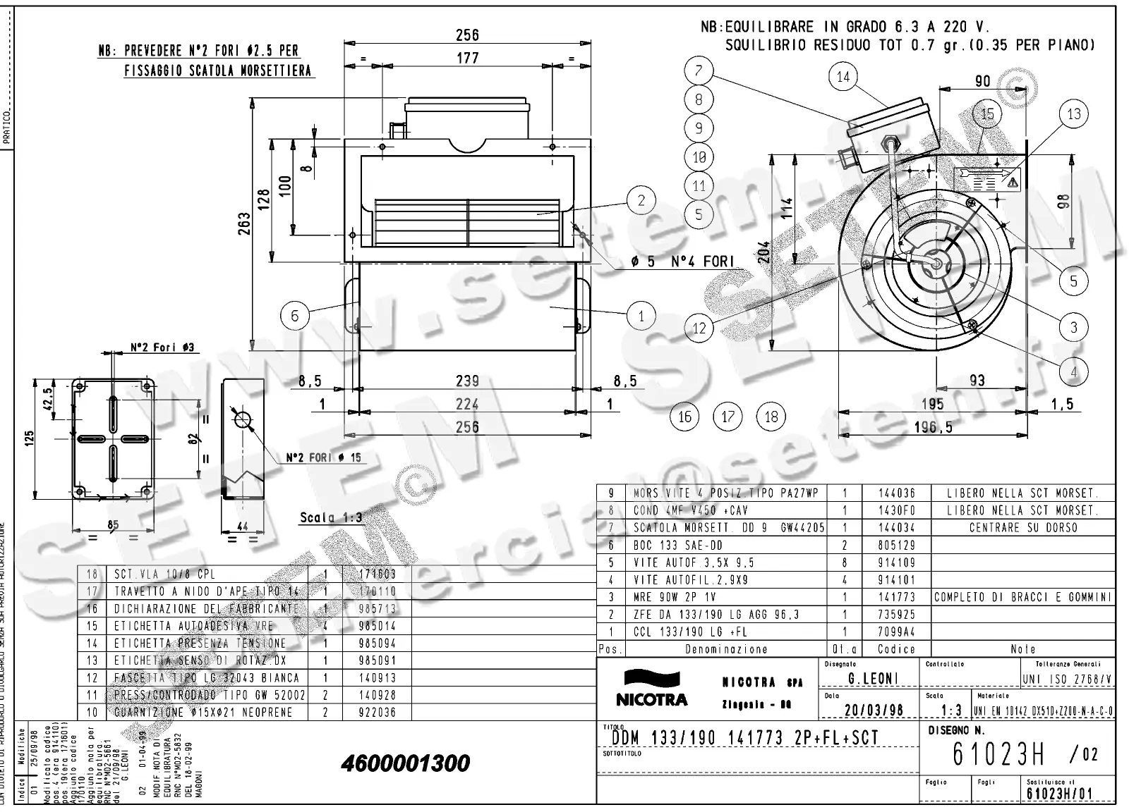 4624501300-VENTILATEUR NICOTRA DDM133/190 90W 2P M230V 1V M773 +BR+BB *61023H*