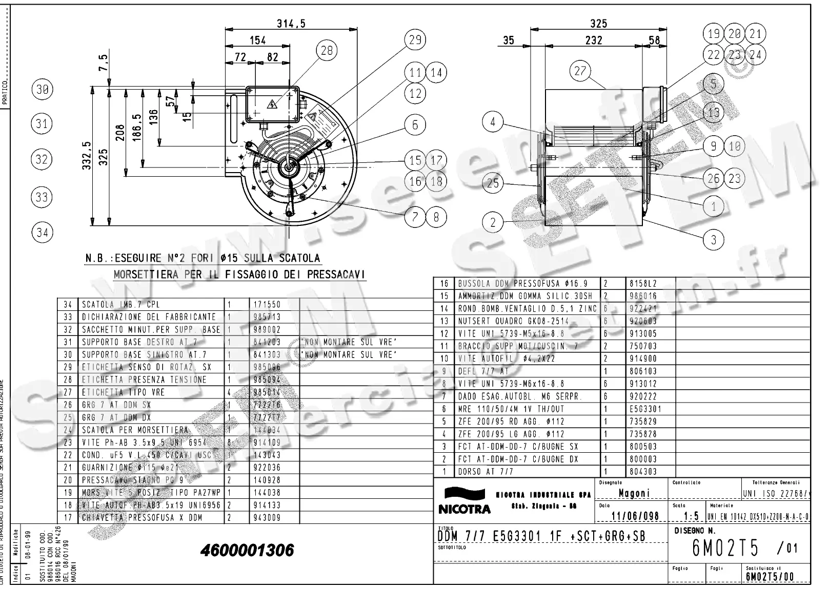 4624501306-VENTILATEUR NICOTRA DDM7/7 147W 4P M230V 1V E5G3301 +PI+BB+GRA *6M02T5* 2
