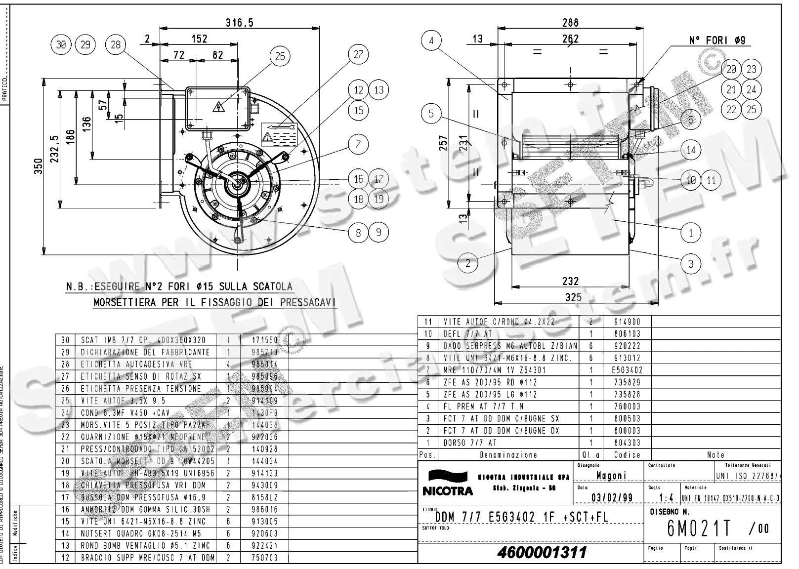 4624501311-VENTILATEUR NICOTRA DDM7/7 184W 4P M230V 1V E5G3402 +BR+BB *6M021T* 2