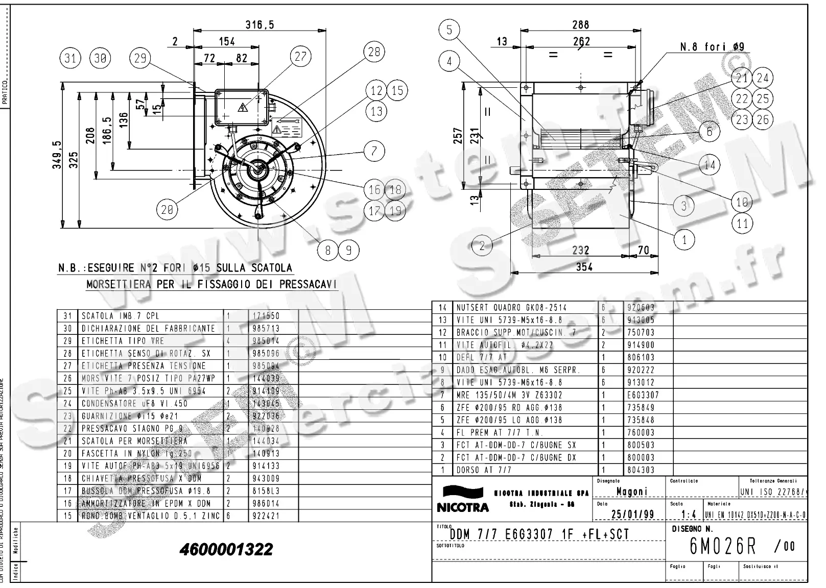 4624501322-VENTILATEUR NICOTRA DDM7/7 184W 4P M230V 3V E6G3307 +BR+BB *6M026R* 2