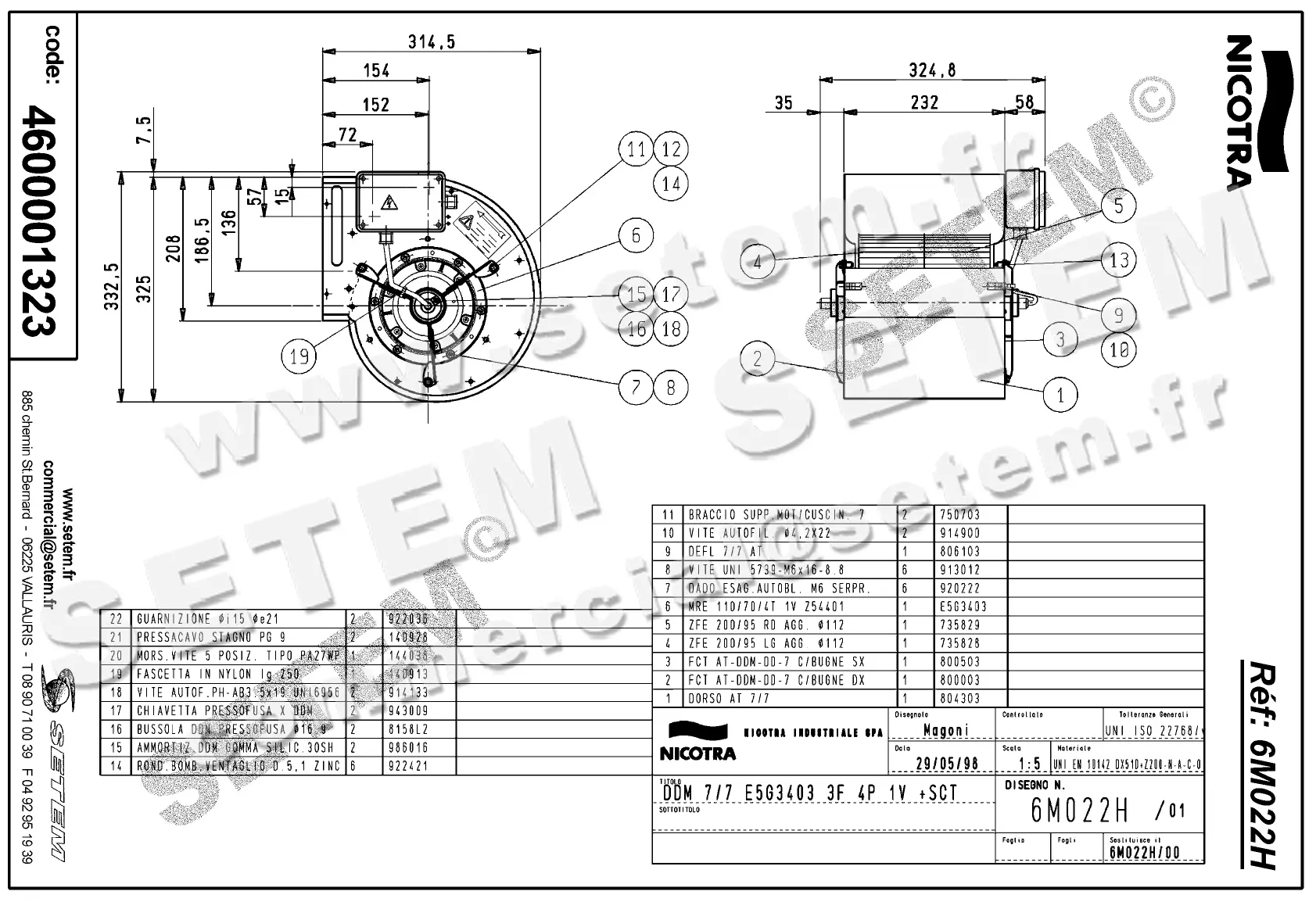 4624501323-VENTILATEUR NICOTRA DDM7/7 147W 4P T230/400V 1V E5G3403 +BB *6M022H* 2