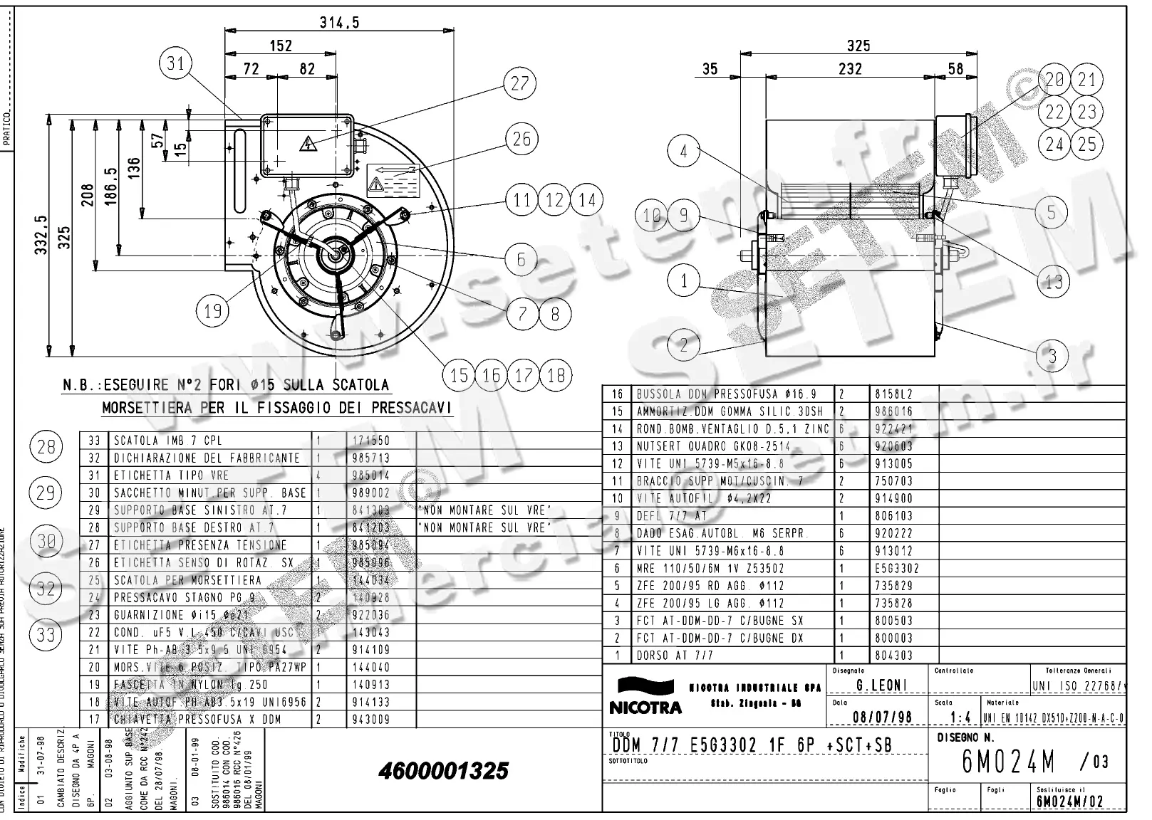 4624501325-VENTILATEUR NICOTRA DDM7/7 90W 6P M230V 1V E5G3302 +PI+BB *6M024M* 2