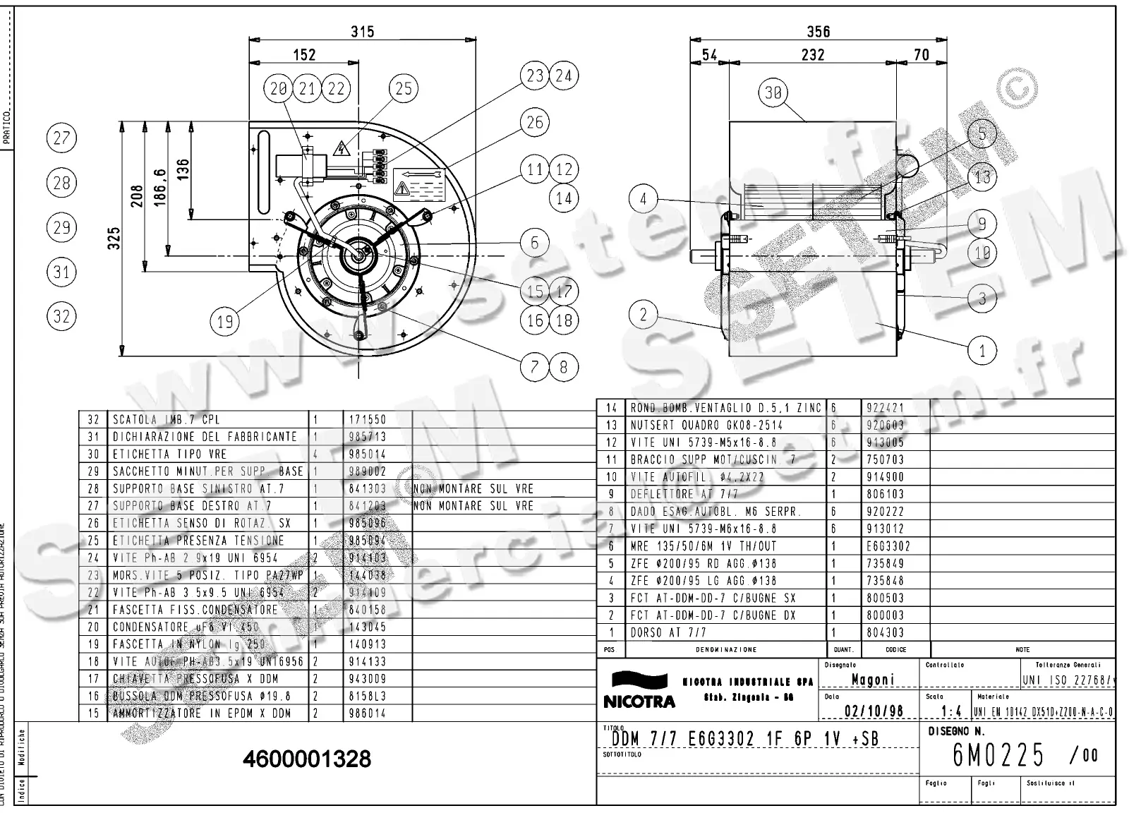 4624501328-VENTILATEUR NICOTRA DDM7/7 147W 6P M230V 1V E6G3302 +PI *6M0225*
