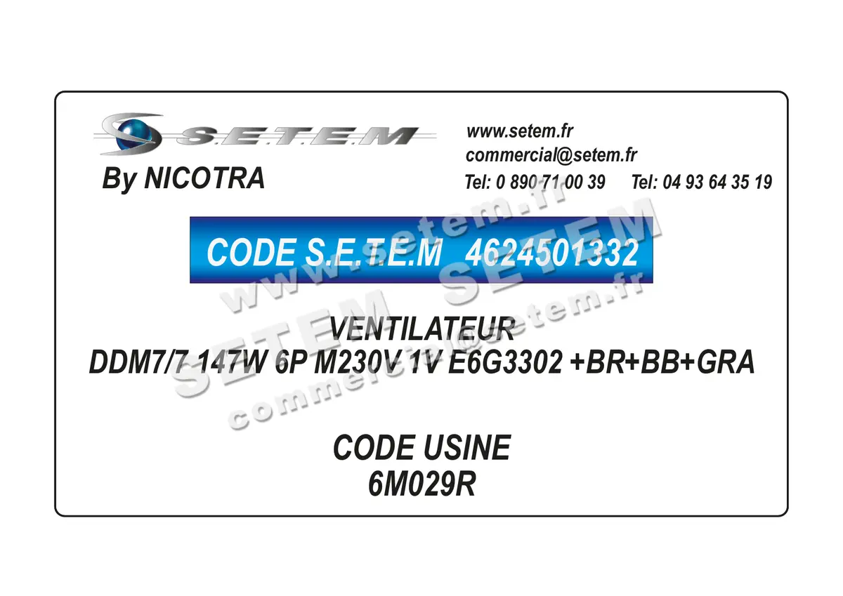 4624501332-VENTILATEUR NICOTRA DDM7/7 147W 6P M230V 1V E6G3302 +BR+BB+GRA *6M029R*