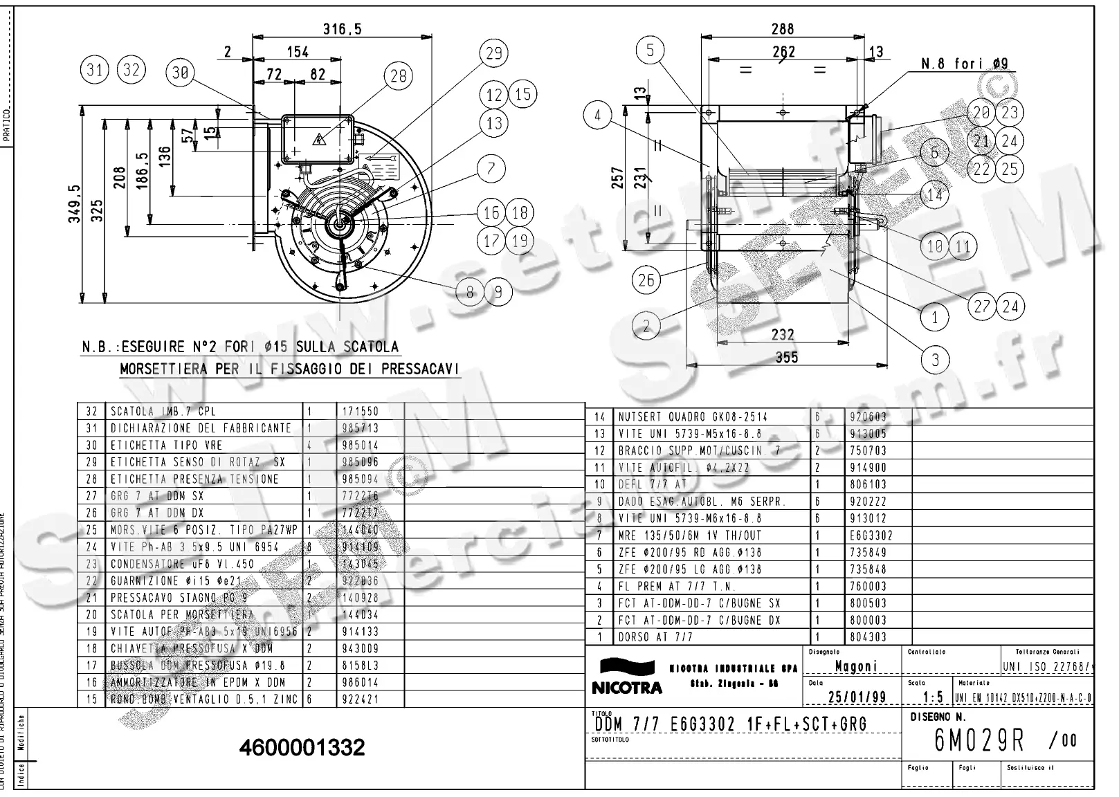 4624501332-VENTILATEUR NICOTRA DDM7/7 147W 6P M230V 1V E6G3302 +BR+BB+GRA *6M029R*