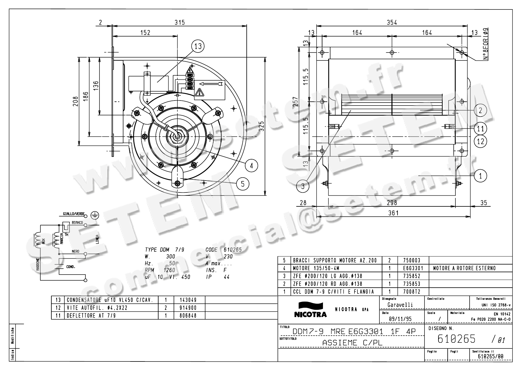 4624501334-VENTILATEUR NICOTRA DDM7/9 300W 4P M230V 1V +BR *610265*