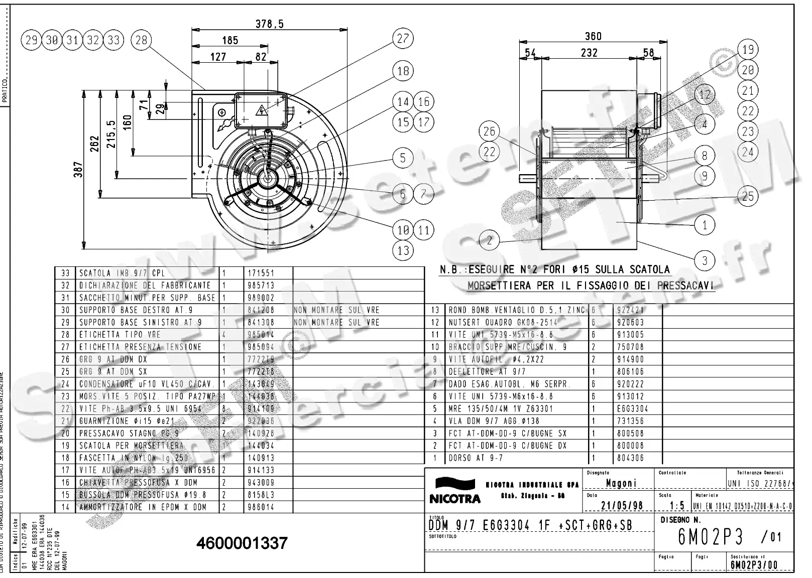 4624501337-VENTILATEUR NICOTRA DDM9/7 300W 4P M230V 1V E6G3304 +PI+BB+GRA *6M02P3*