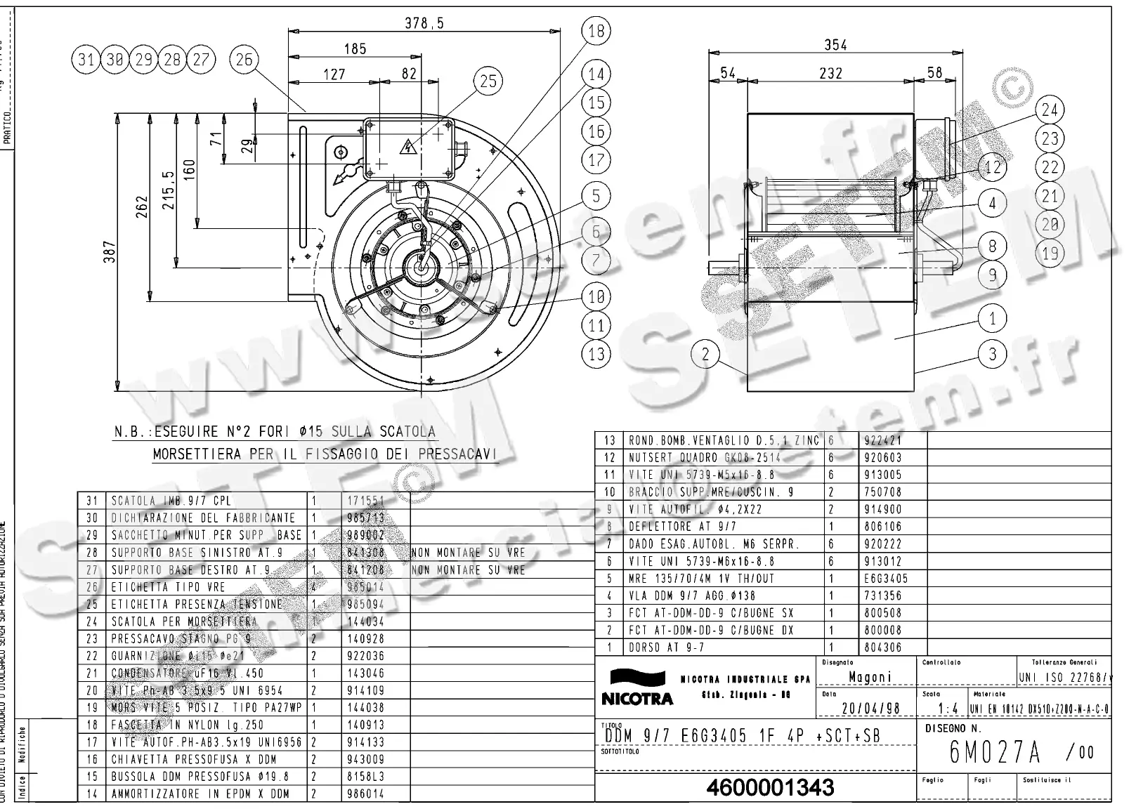 4624501343-VENTILATEUR NICOTRA DDM9/7 420W 4P M230V 1V E6G3405 +PI+BB *6M027A* 2