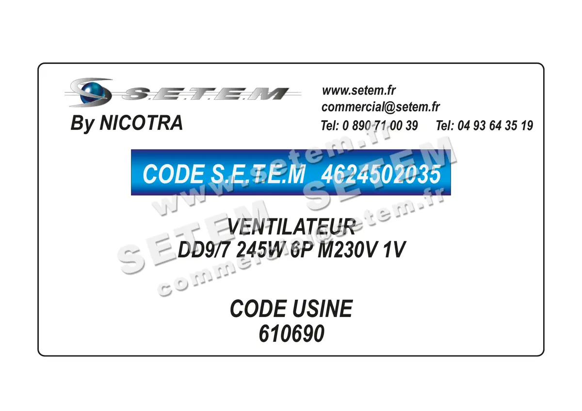 4624502035-VENTILATEUR NICOTRA DD9/7 245W 6P M230V 1V *610690*