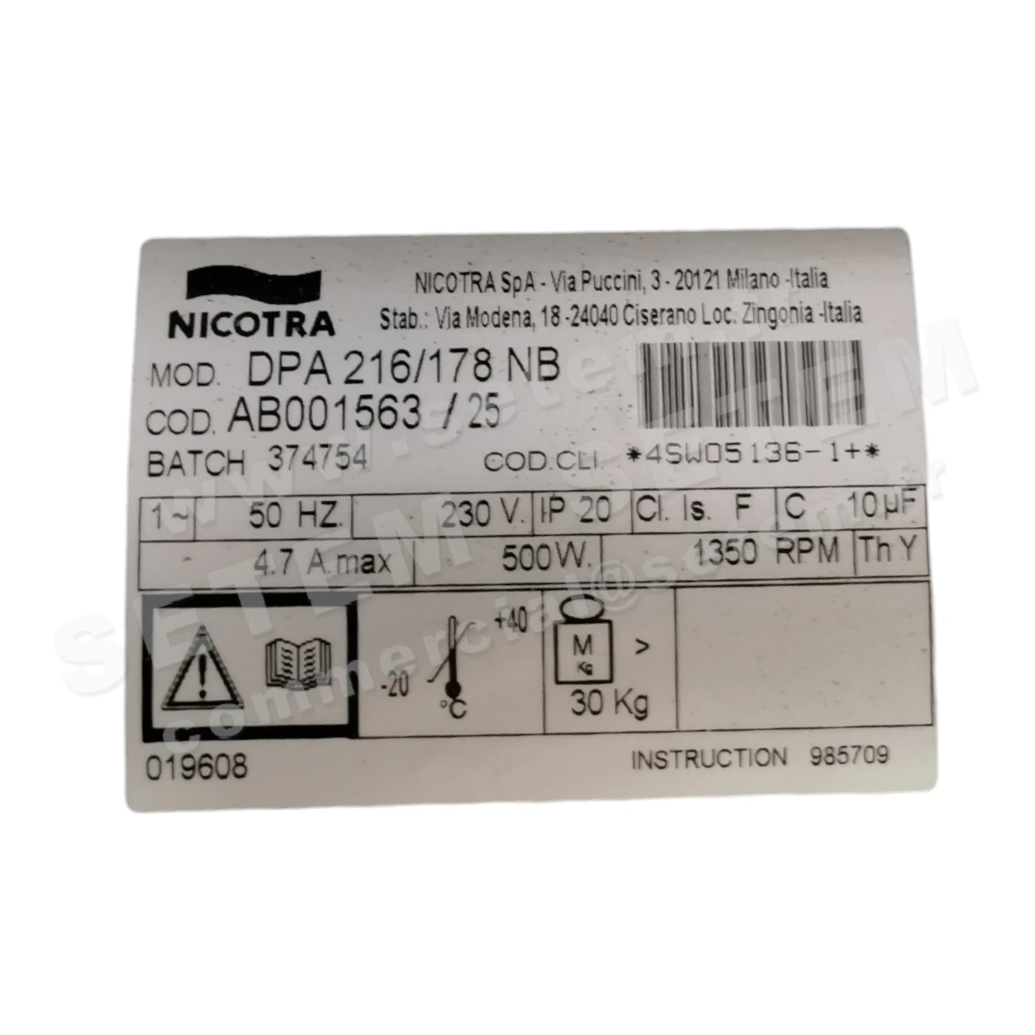 4624503564-GMV NICOTRA DPA216/178NB PB024098 *AB001563* 2