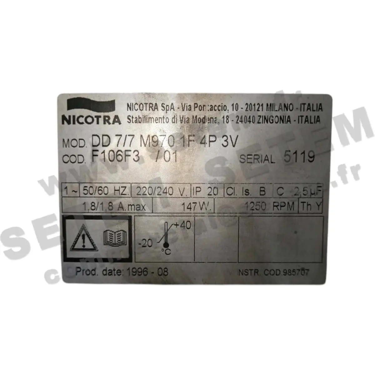 4624503652-MOTEUR NICOTRA DD 7/7 M970 1F 4P 3V *F106F3*