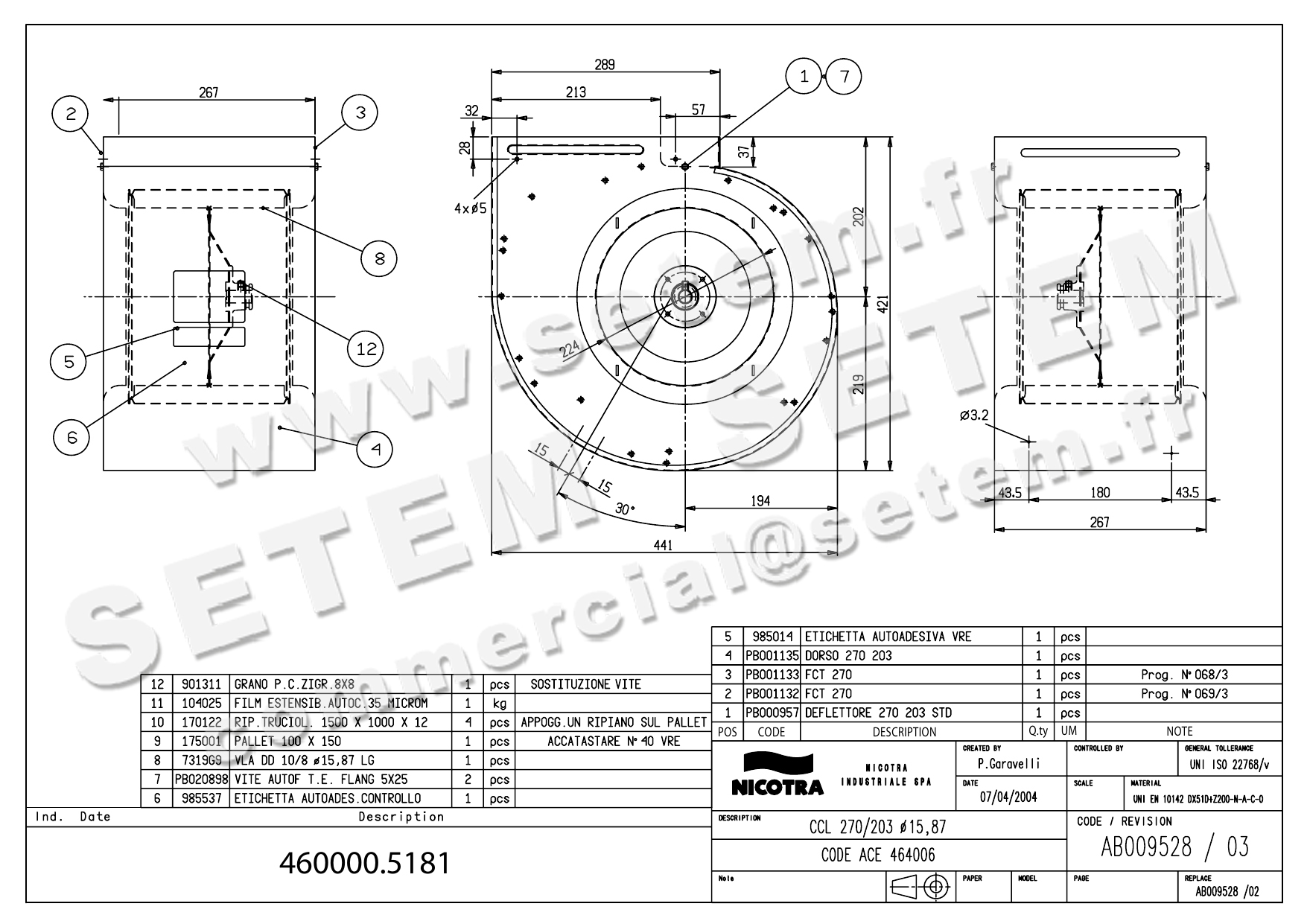 4624505181-ENSEMBLE VOLUTE/TURBINE NICOTRA CCLFD270-203 20 *AB009528/02*