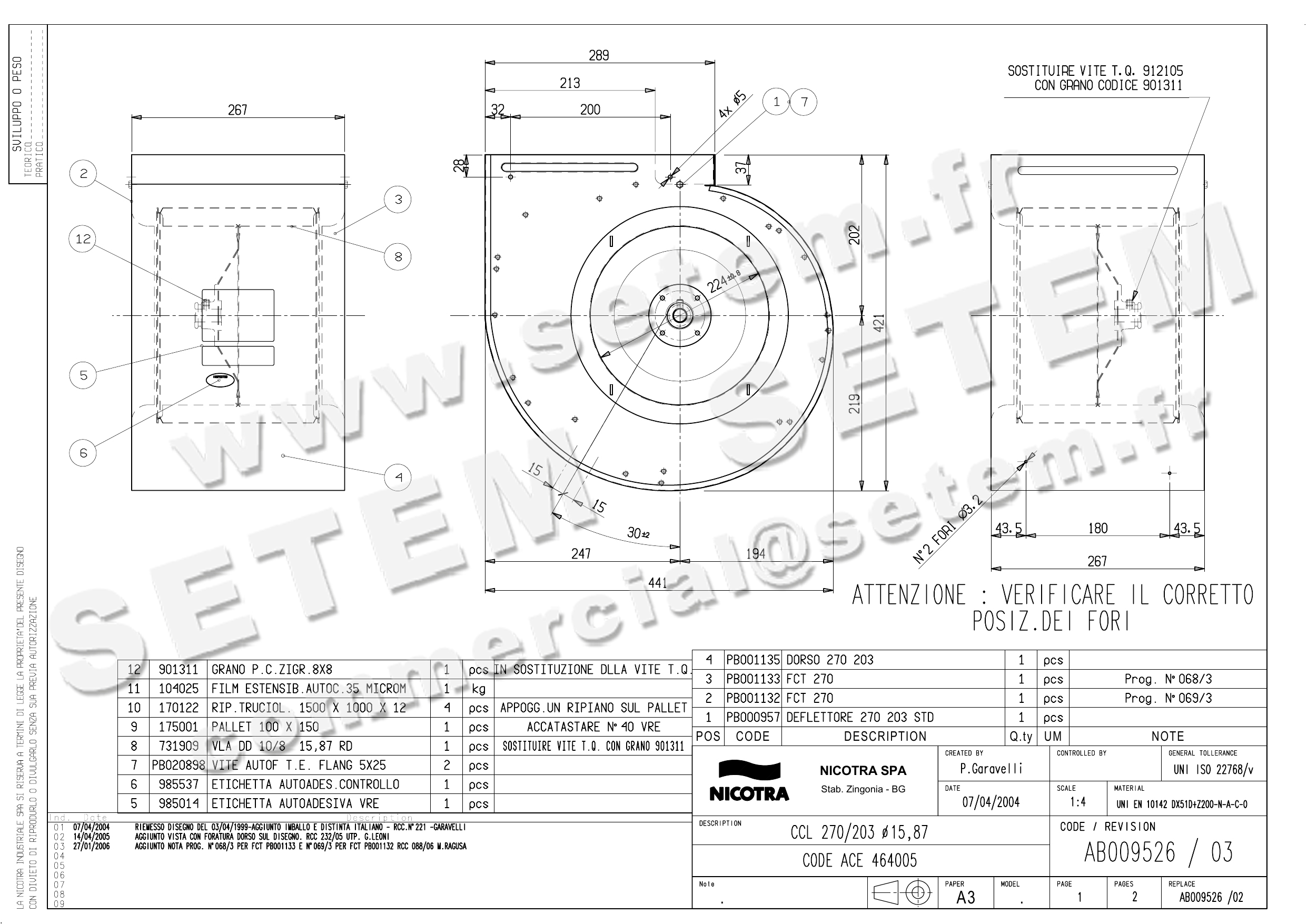 4624508526-ENSEMBLE VOLUTE/TURBINE NICOTRA HOA270-203 "464005" *AB009526* 2