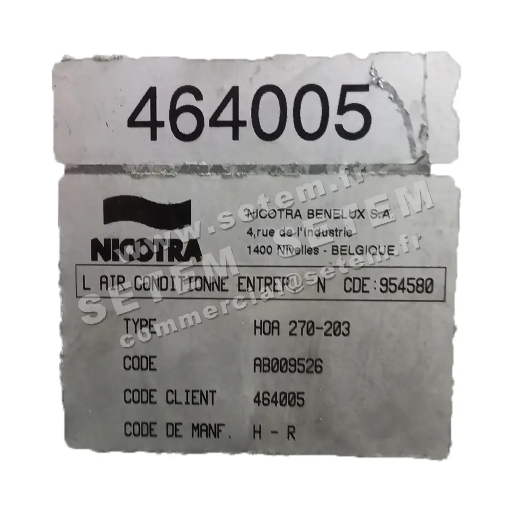 4624508526-ENSEMBLE VOLUTE/TURBINE NICOTRA HOA270-203 "464005" *AB009526* 4
