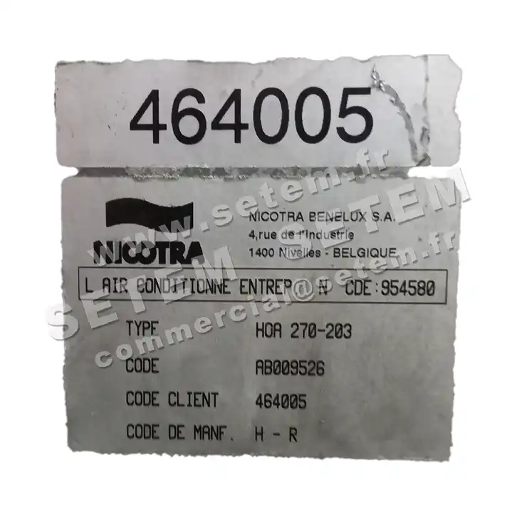 4624508526-ENSEMBLE VOLUTE/TURBINE NICOTRA HOA270-203 "464005" *AB009526* 3