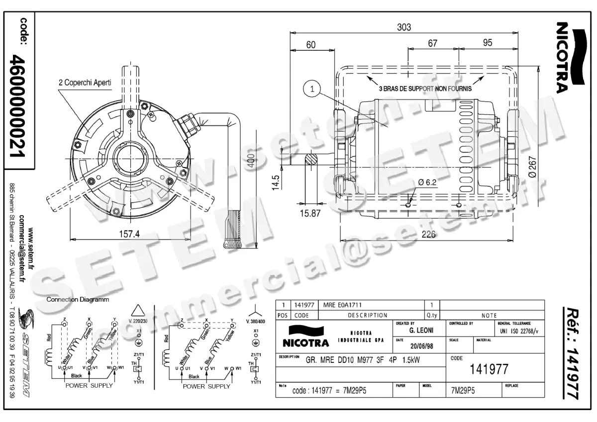 4624509044-MOTEUR NICOTRA P60435M01194 *141977* 2